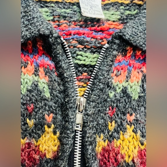 Womens Zip-Up Collard Chunky Sweater Size Small Knit Alpine Colorful Cozy Nordic - Picture 4 of 9